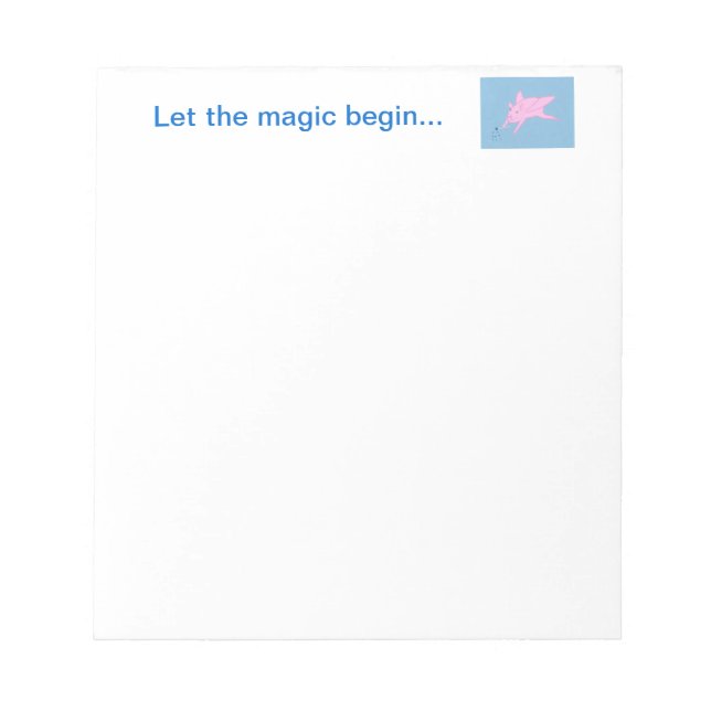 Pink Flying Pig Making Blue Stars Notepads (Front)
