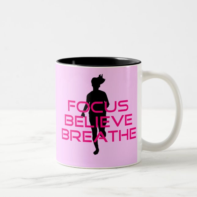 Pink Focus Believe Breathe Two-Tone Coffee Mug (Right)