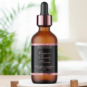 Pink Foil and Black Cosmetics Dropper Bottle Label