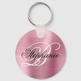 Pink Foil Fancy Monogram Key Ring