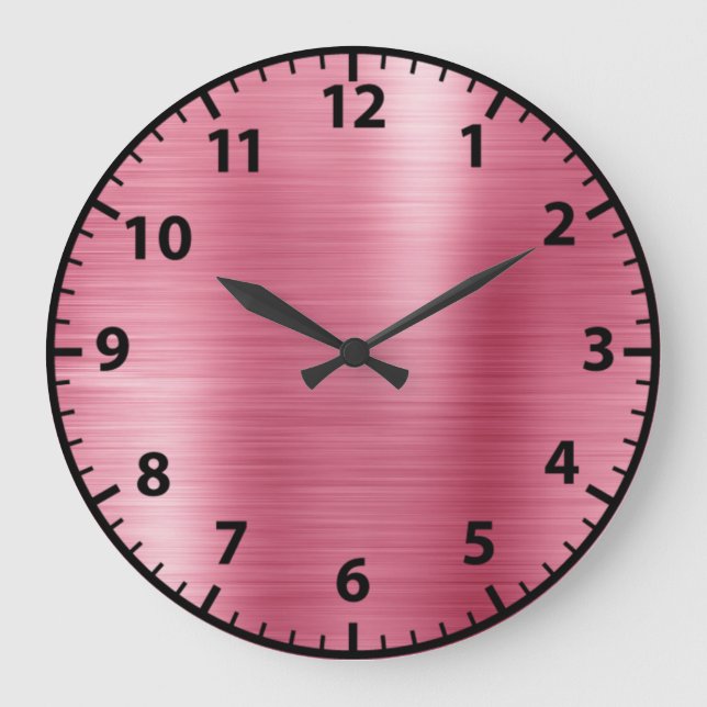 Pink Foil Rose Gold Glam Girly Acrylic Wall Clock (Front)
