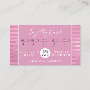 Pink Foil Stripes Hair Salon Loyalty