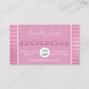 Pink Foil Stripes Massage and Spa Loyalty Card