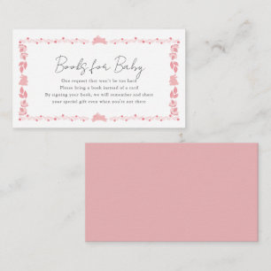 Pink Folk Art Bunny Baby Shower Book Reqest Enclosure Card