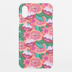 Pink Folkart Summer Bloom Flowers  iPhone XR Case