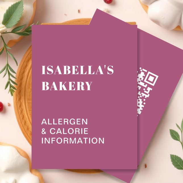 Pink Food Allergy Calorie Information QR Code Card (Creator Uploaded)