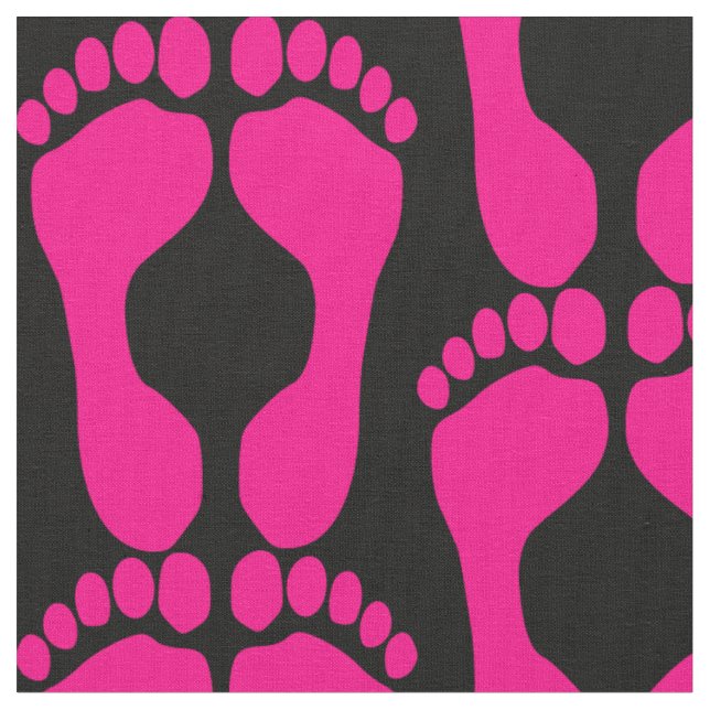 Pink Foot Prints Fabric (Close Up)