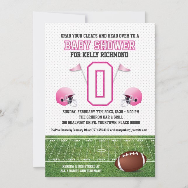 Pink Football Baby Shower Invitation (Front)