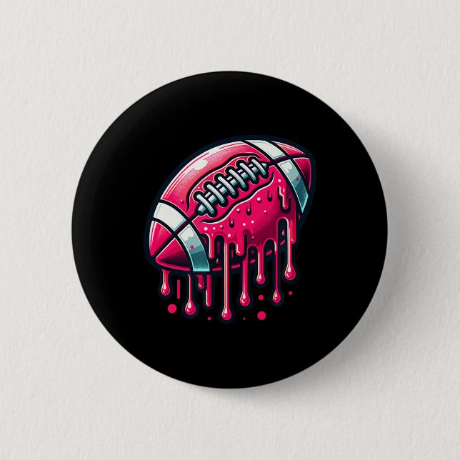 Pink Football Drip  6 Cm Round Badge (Front)