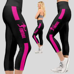 Pink Football Player Girl Birthday  Football Team Capri Leggings