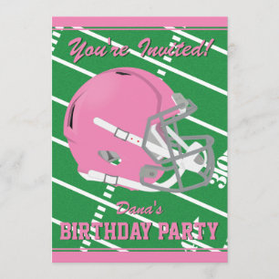 Pink Football Themed Party Invitation - Editable
