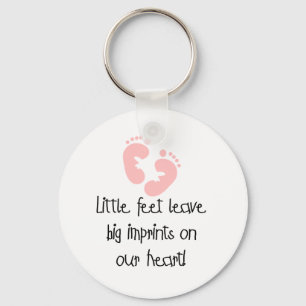 Pink Footprints Little Feet Big Imprints Key Ring