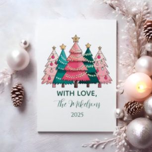 Pink Forest Christmas Holiday Card