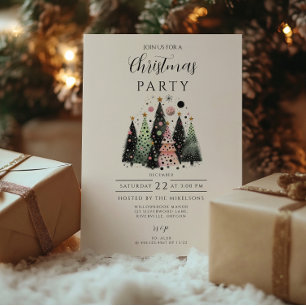 Pink Forest Christmas Invitation