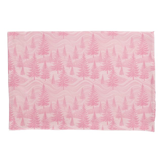 Pink Forest Christmas Pillowcase (Front)