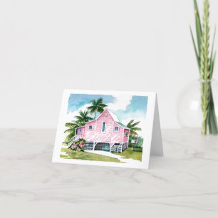 Pink Fort Myers Beach Cottage Thank You Card