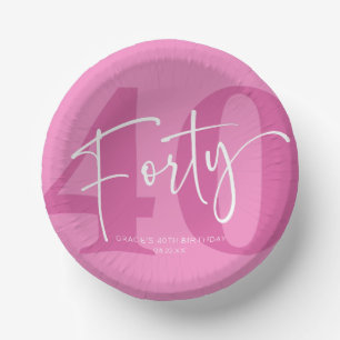 Pink Forty 40th Fortieth Birthday Party Paper Plate