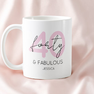 Pink Forty and Fabulous Modern 40th Birthday Party Coffee Mug