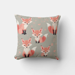 Pink Fox Baby Nursery Cute Woodland Animal Pattern Cushion