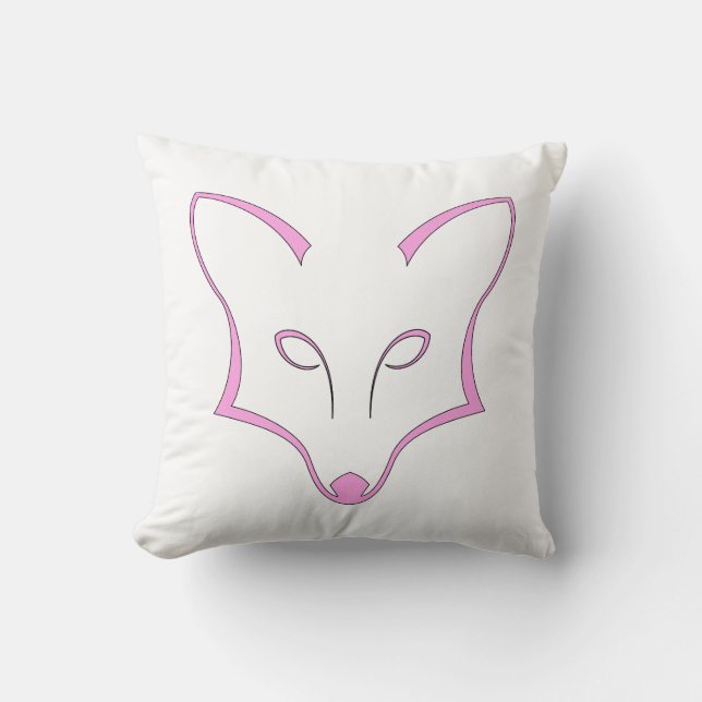 Pink Fox Logo Throw Pillow (Front)