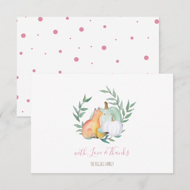 Pink Fox Pumpkin Woodland Invitation (Front/Back)