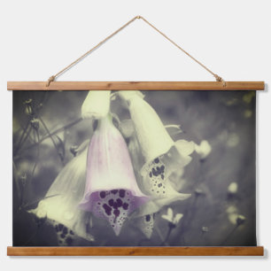 Pink Foxglove Flower Black And White Partial Colou Hanging Tapestry