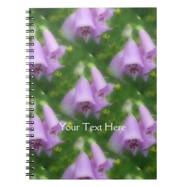 Pink Foxglove Flowers Nature Art Pattern Notebook (Front)