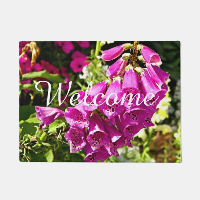 Pink Foxgloves flowers Doormat (Front)