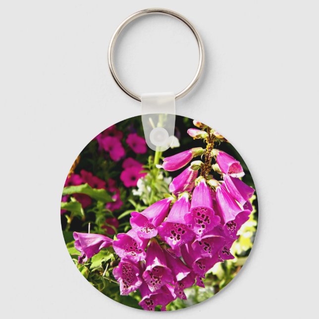 Pink foxgloves key ring (Front)