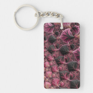 Pink Fractal Key Ring