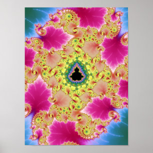 Pink Fractal Mandelbrot Spiral Vibrant Abstract Poster