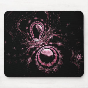 Pink Fractal Planets Mouse Pad