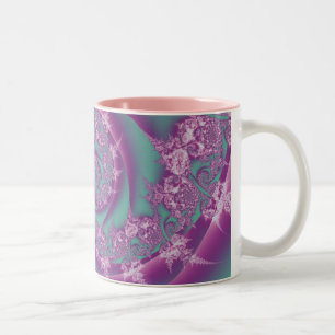 Pink Fractal Swirl Two-Tone Coffee Mug