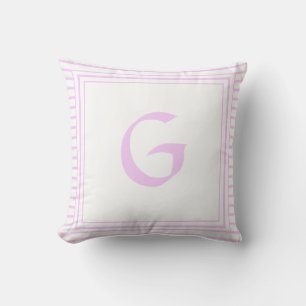 Pink Frame Monogram Letter Stripes Cushion