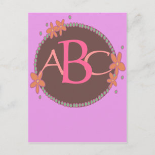 Pink Framed Monogrammed  Set Postcard