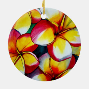 Pink Frangipani Ceramic Tree Decoration