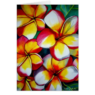 Pink Frangipani flower card by Sacha Grossel Art