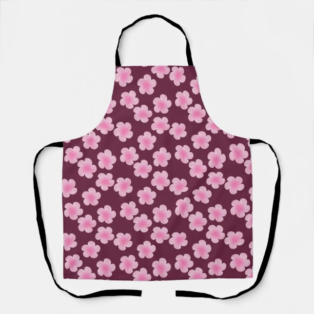 Pink Frangipani Flower Seamless Pattern Apron (Front)