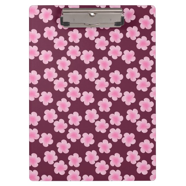 Pink Frangipani Flower Seamless Pattern Clipboard (Front)