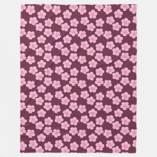 Pink Frangipani Flower Seamless Pattern Fleece Blanket