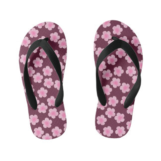 Pink Frangipani Flower Seamless Pattern Kid's Thongs