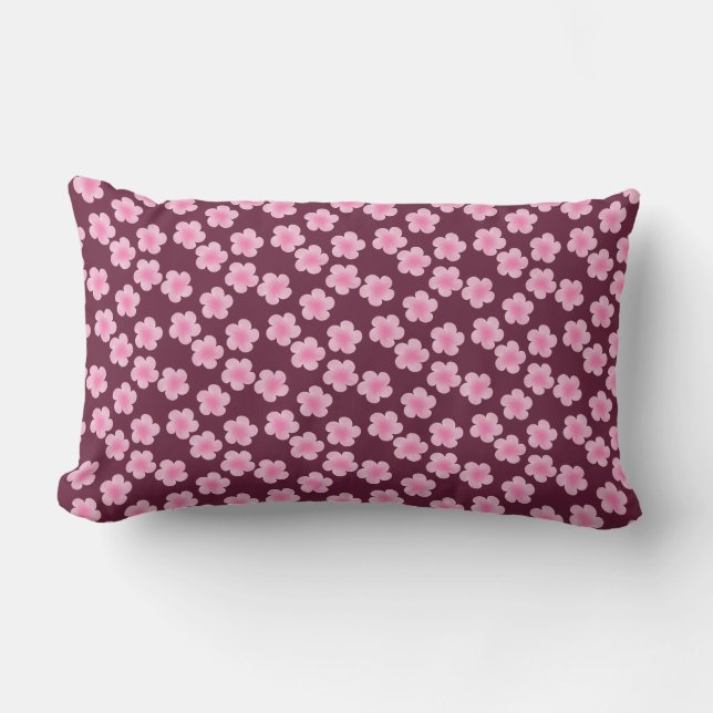 Pink Frangipani Flower Seamless Pattern Lumbar Cushion (Front)