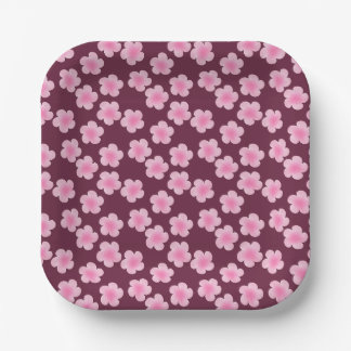 Pink Frangipani Flower Seamless Pattern Paper Plate