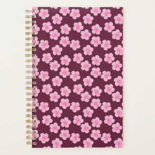 Pink Frangipani Flower Seamless Pattern Planner