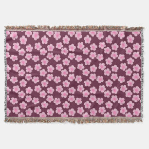 Pink Frangipani Flower Seamless Pattern Throw Blanket