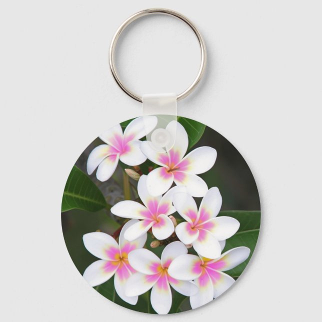 pink frangipani key ring (Front)
