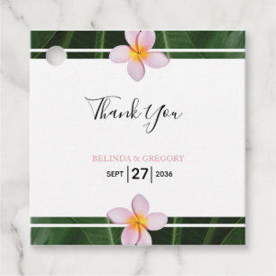 Pink Frangipani Plumeria Wedding Gift Favour Tags