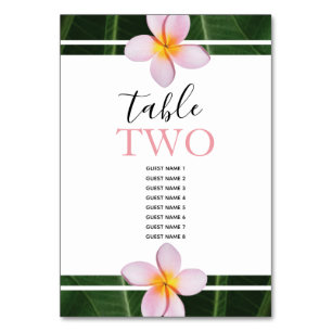 Pink Frangipani Plumeria Wedding Guest Names Table Number
