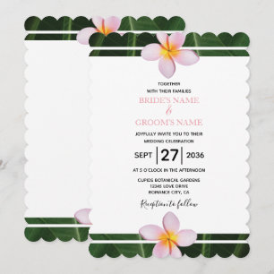 Pink Frangipani Plumeria Wedding Invitations