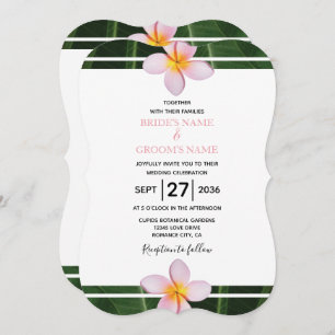 Pink Frangipani Plumeria Wedding Invitations